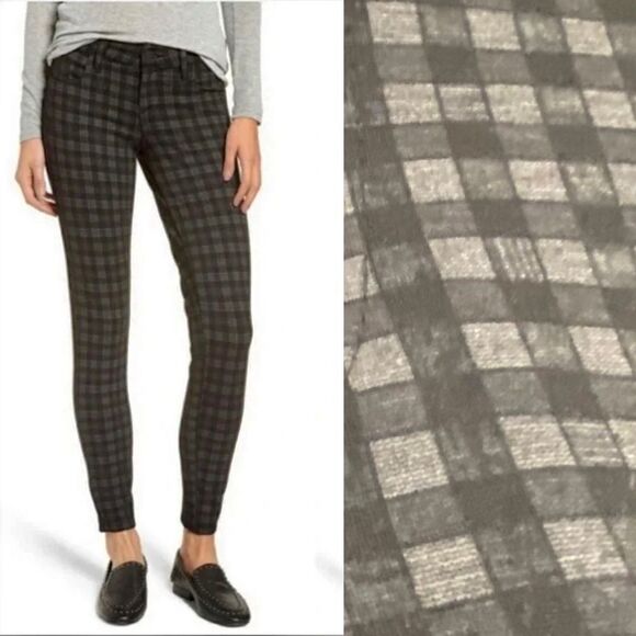 Kut from the Kloth Elyse Checkered mid rise Skinny black goth plaid stretch 4 - Picture 2 of 15
